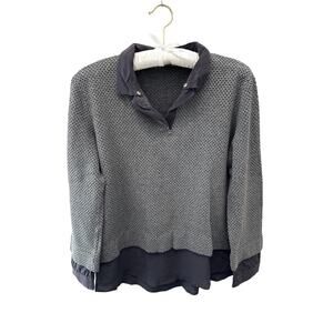 BIANCALANCIA | Gray Textured Knit Layered Look Sweater Top | Size 46 (US M/L)